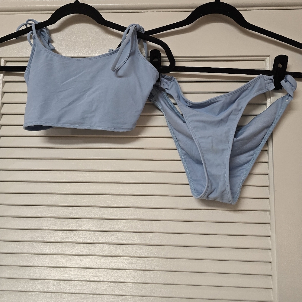 Forever 21 - Light Blue Ruffle Swimwear Two-Piece Set